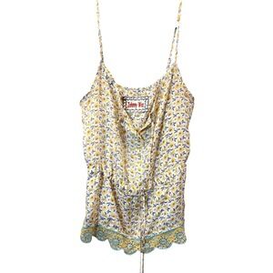 Johnny‎ Was Silk Blend Tank Top Floral Embroidered Boho Bohemian Sleeveless